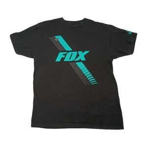Fox Racing Short Sleeve Logo Black T-Shirt Men's Size Large Skater Grunge Y2K